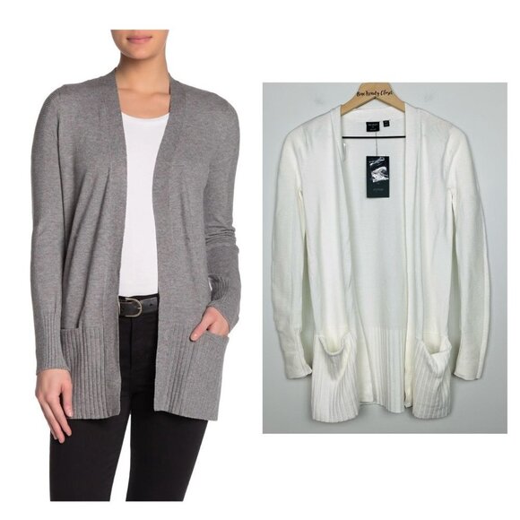 #10 Devotion by Cyrus | NWT Long Sleeve Ribbed Cozy Pocket Cardigan Zinc Oxide - Picture 1 of 8